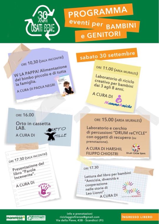 Eventi per bambini e famiglie per i 30 anni di Manitese